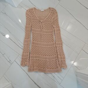 Altar'd State Tan Crochet Swim Coverup